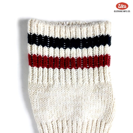 ライン入りスニーカーソックス　ホワイト×赤紺ライン