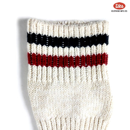 ライン入りスニーカーソックス　ホワイト×赤紺ライン