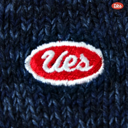 ライン入りスニーカーソックス　ネイビー×白黄ライン