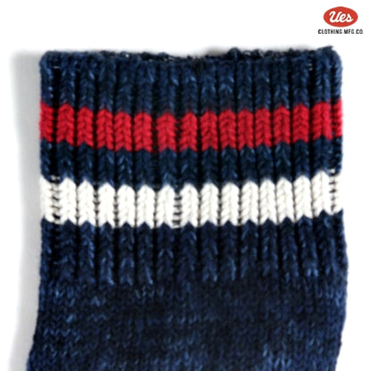 ライン入りスニーカーソックス　ネイビー×白赤ライン