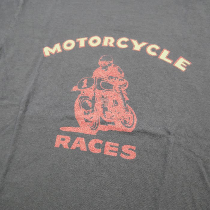 ウエス 652316 MOTORCYCLE Tシャツ バインダーネック プリントTシャツ チャコールブラック