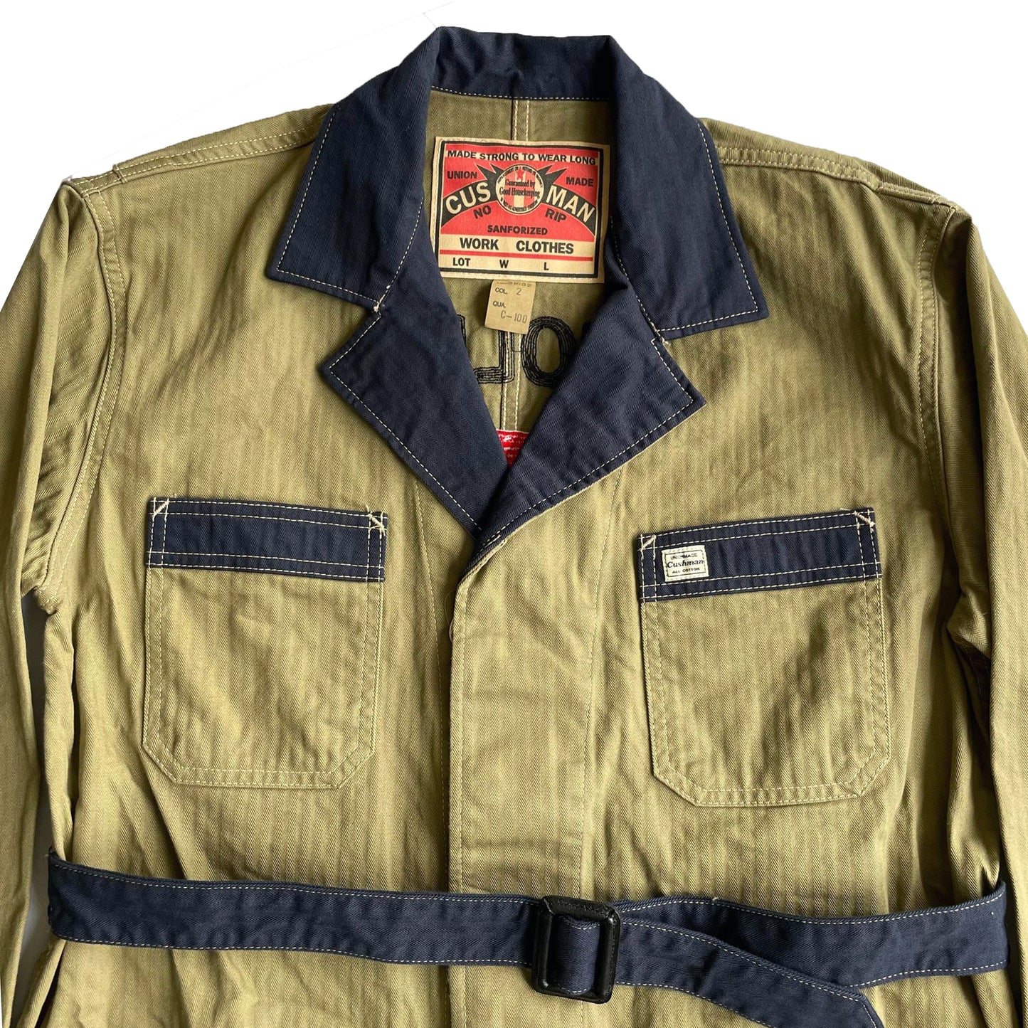 クッシュマン 21032 HERRING BONE SHOP COAT ベージュ