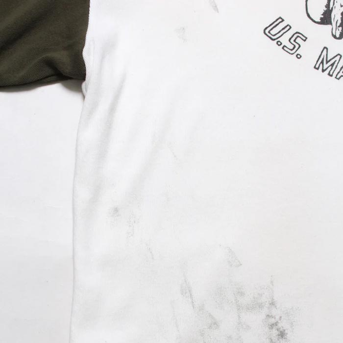 バウワウ BW251-BRSCA USMC BULLDOG RIBBED SS CS AGING WHITE × OLIVE AGING メンズ 半袖 プリント Tシャツ ラグラン