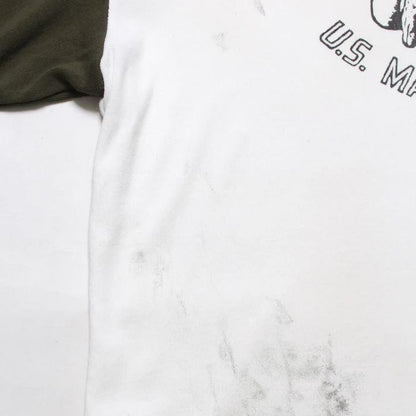 バウワウ BW251-BRSCA USMC BULLDOG RIBBED SS CS AGING WHITE × OLIVE AGING メンズ 半袖 プリント Tシャツ ラグラン
