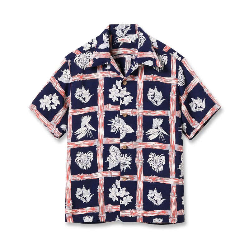 サンサーフ Lot No. SS39419 RAYON HAWAIIAN SHIRT “ISLAND PLANTS” ネイビー メンズ レーヨン アロハシャツ