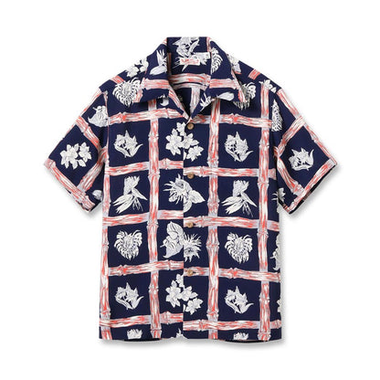 サンサーフ Lot No. SS39419 RAYON HAWAIIAN SHIRT “ISLAND PLANTS” ネイビー メンズ レーヨン アロハシャツ