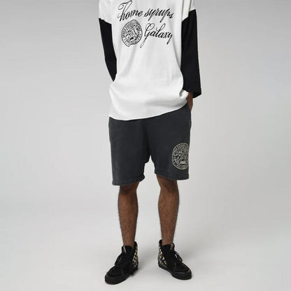 バウワウ BW241-GSSS GALAXY SYRUP SWEAT SHORTS ブラック エイジング メンズ フロッキープリント スウェット ショートパンツ
