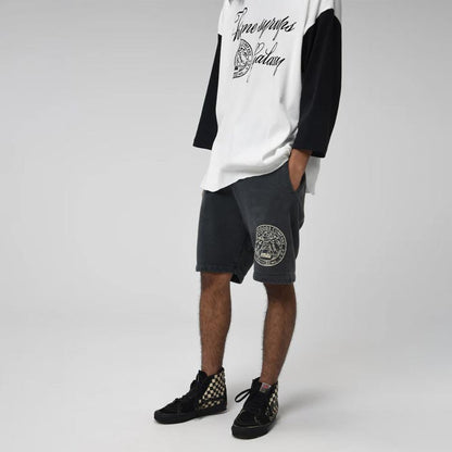 バウワウ BW241-GSSS GALAXY SYRUP SWEAT SHORTS ブラック エイジング メンズ フロッキープリント スウェット ショートパンツ