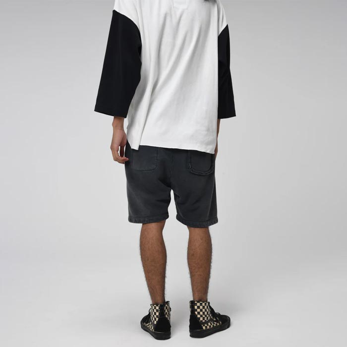 バウワウ BW241-GSSS GALAXY SYRUP SWEAT SHORTS ブラック エイジング メンズ フロッキープリント スウェット ショートパンツ