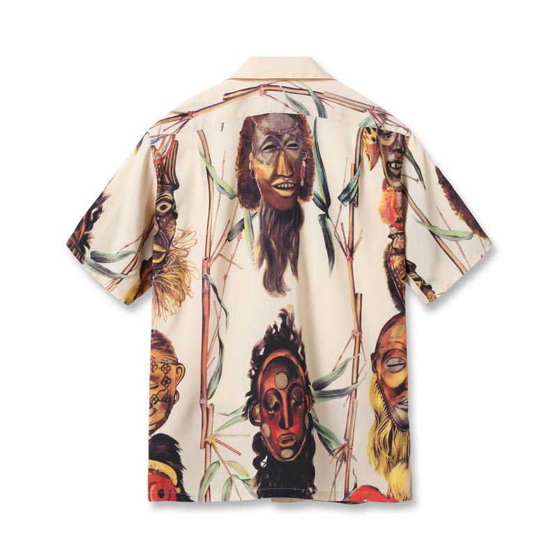 サンサーフ Lot No. SS39481 SUN SURF SPECIAL EDITION “BATTLE MASK” オフホワイト メンズ レーヨン アロハシャツ