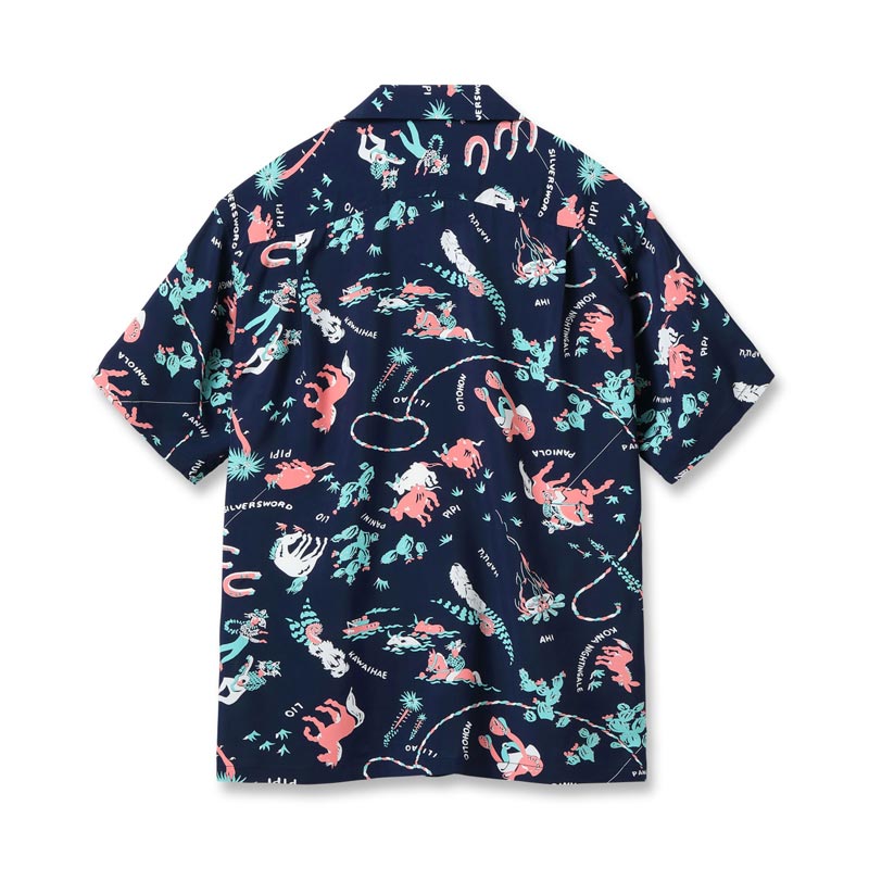 サンサーフ Lot No. SS39420 RAYON HAWAIIAN SHIRT “PANIOLA TOWN” ネイビー メンズ レーヨン アロハシャツ