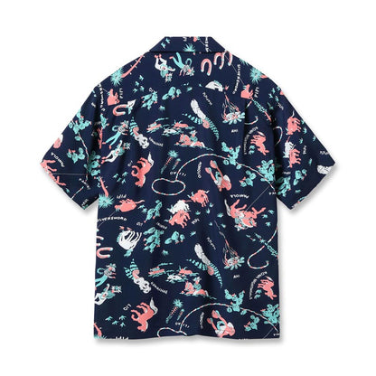 サンサーフ Lot No. SS39420 RAYON HAWAIIAN SHIRT “PANIOLA TOWN” ネイビー メンズ レーヨン アロハシャツ