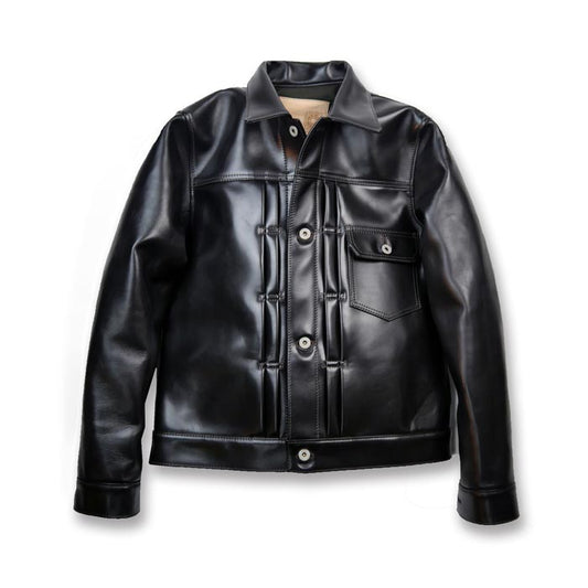 Y'2LEATHER×UNIQUE JEAN STORE別注企画【NEW COTAN】ブラック メンズ レザー ジャケット ファーストタイプ