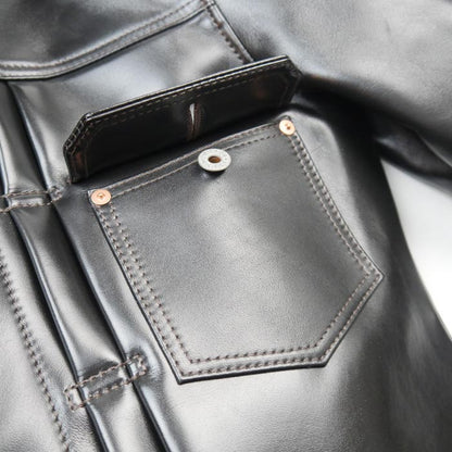 Y'2LEATHER×UNIQUE JEAN STORE別注企画【NEW COTAN】ブラック メンズ レザー ジャケット ファーストタイプ