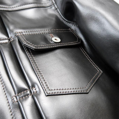 Y'2LEATHER×UNIQUE JEAN STORE別注企画【NEW COTAN】ブラック メンズ レザー ジャケット ファーストタイプ