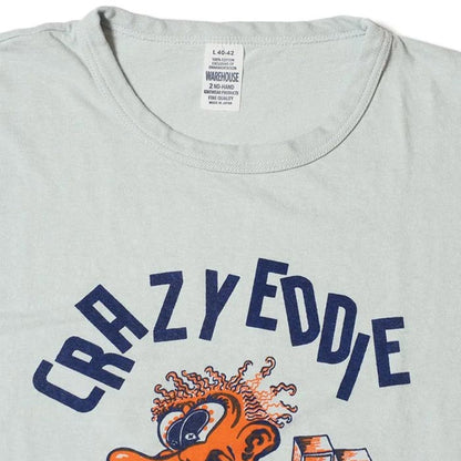 ウエアハウス WHTS-24SS003 Lot 4064 CRAZY EDDIE サックス メンズ 半袖 プリント Tシャツ セコハン バックプリント