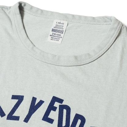ウエアハウス WHTS-24SS003 Lot 4064 CRAZY EDDIE サックス メンズ 半袖 プリント Tシャツ セコハン バックプリント
