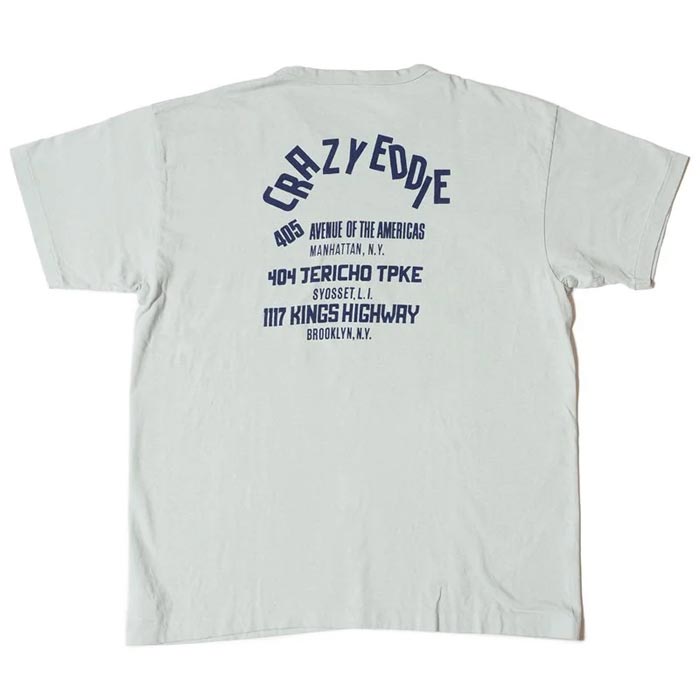 ウエアハウス WHTS-24SS003 Lot 4064 CRAZY EDDIE サックス メンズ 半袖 プリント Tシャツ セコハン バックプリント
