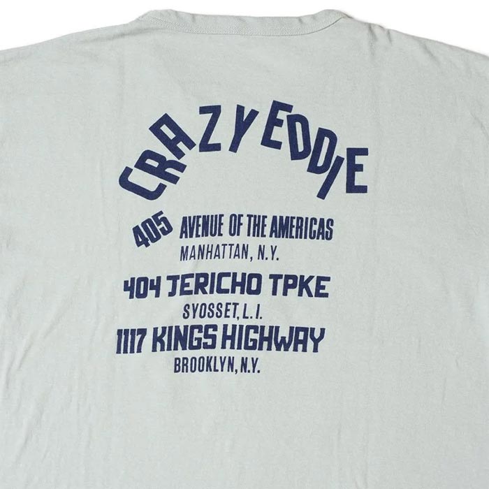 ウエアハウス WHTS-24SS003 Lot 4064 CRAZY EDDIE サックス メンズ 半袖 プリント Tシャツ セコハン バックプリント