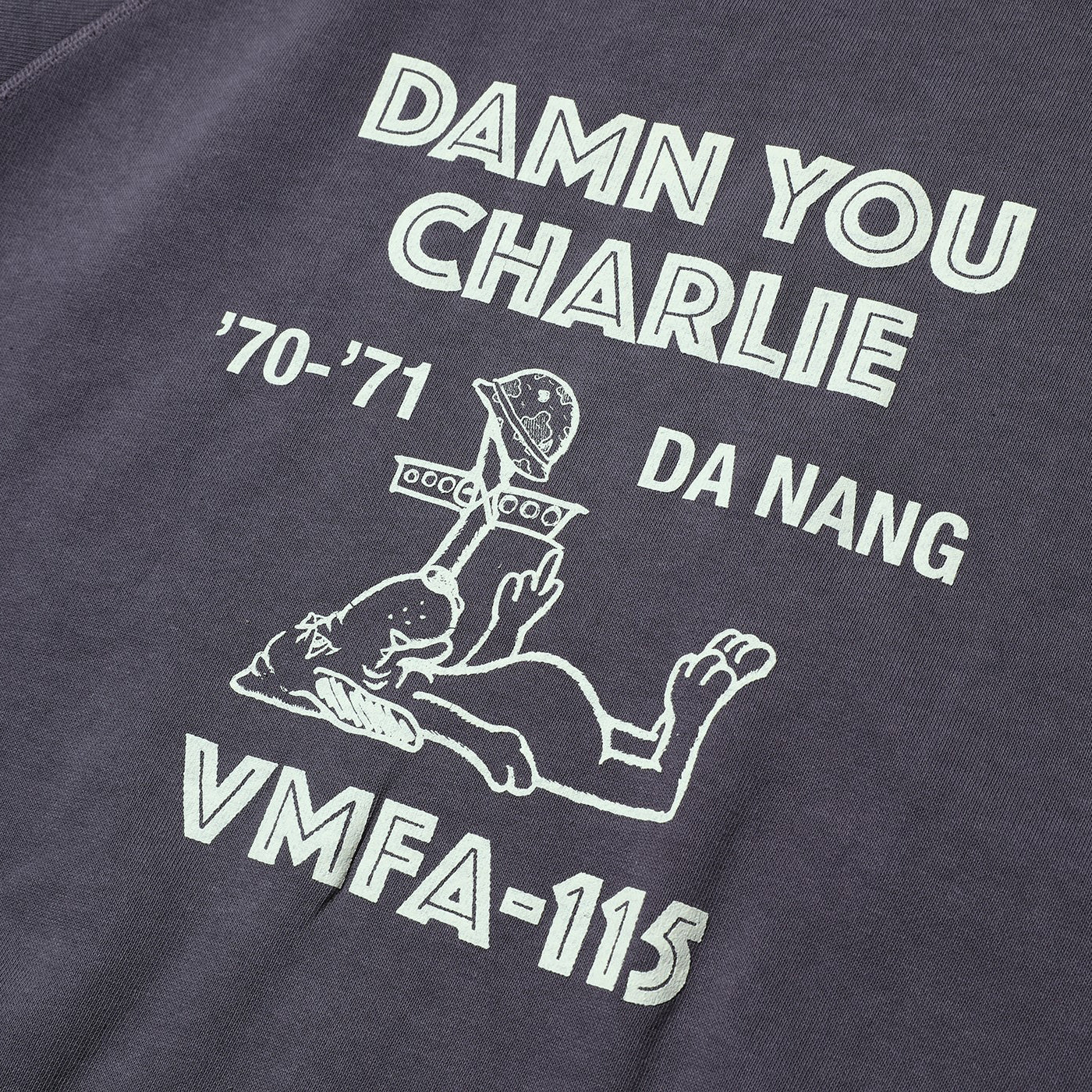 コリンボハンティンググッズ ZZ-0401 Lagergeld Cut-off Sweat Shirt =DAMN YOU CHARLIE= ﾀﾞﾑﾕｰﾁｬｰﾘｰ ネイビー