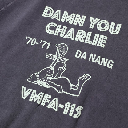 コリンボハンティンググッズ ZZ-0401 Lagergeld Cut-off Sweat Shirt =DAMN YOU CHARLIE= ﾀﾞﾑﾕｰﾁｬｰﾘｰ ネイビー