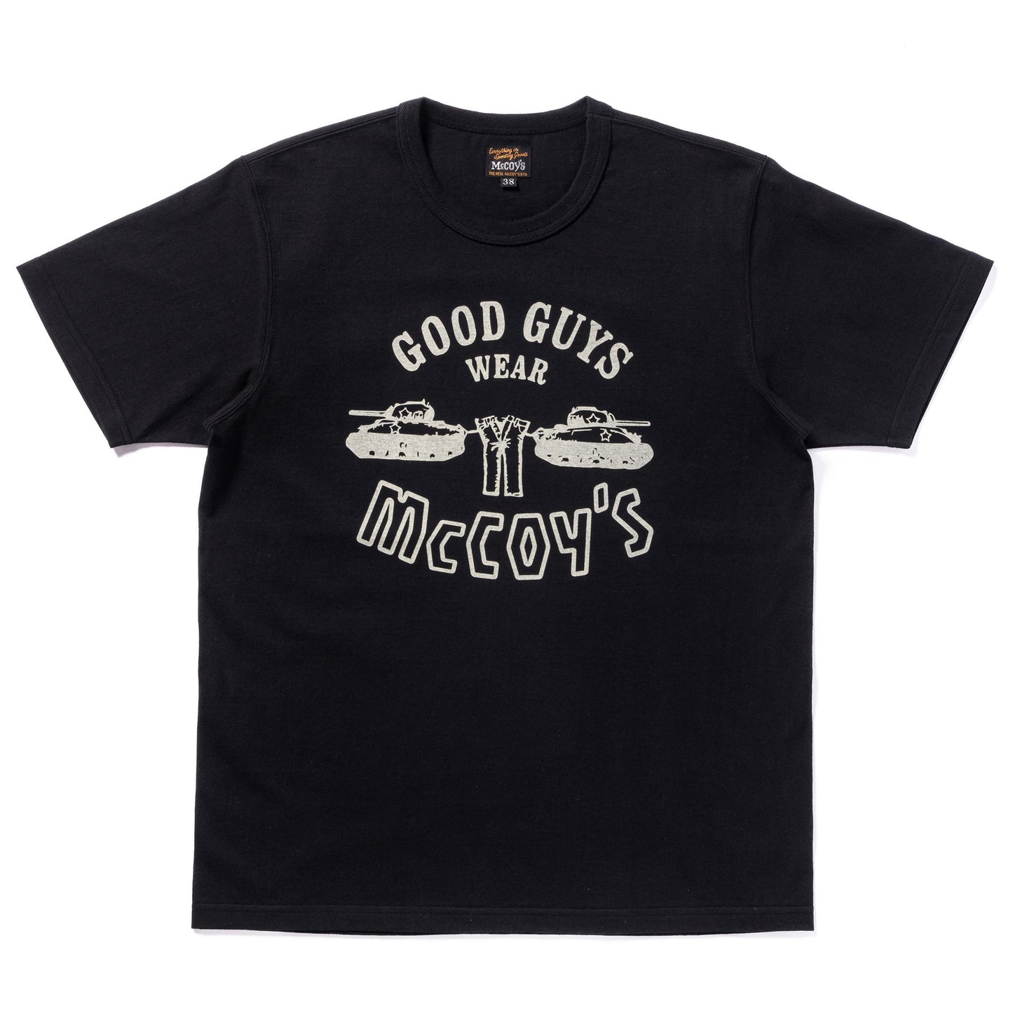 ザ リアルマッコイズ MC24005 MILITARY TEE / GOOD GUYS WEAR MCCOY’S BLACK メンズ ミリタリー プリント Tシャツ
