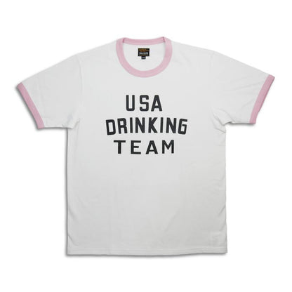 ジョーマッコイ MC23030 JOE MCCOY TEE / USA DRINKING TEAM ホワイト メンズ 半袖 プリント Tシャツ リンガーT