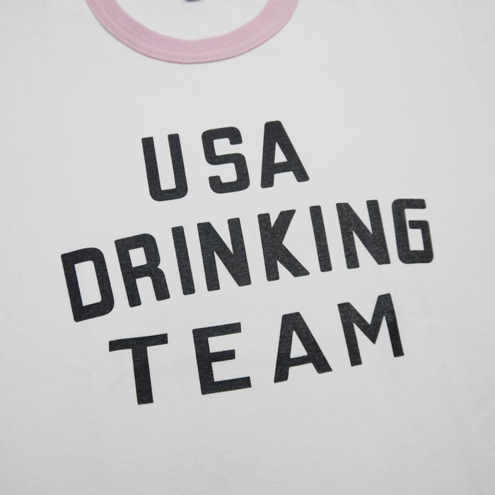 ジョーマッコイ MC23030 JOE MCCOY TEE / USA DRINKING TEAM ホワイト メンズ 半袖 プリント Tシャツ リンガーT