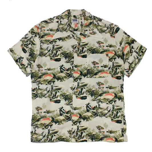 フェローズ 24S-AMAZON RAYON HAWAIIAN SHIRTS ライムグリーン メンズ 半袖 レーヨン ハワイアン シャツ