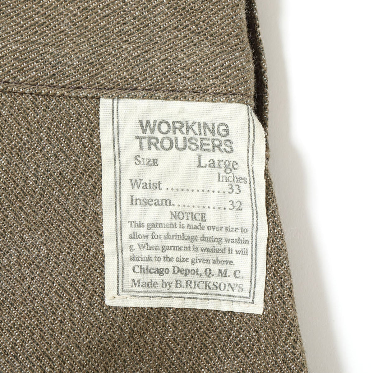 Lot No. BR42531 / TROUSERS, WORKING, BROWN DENIM