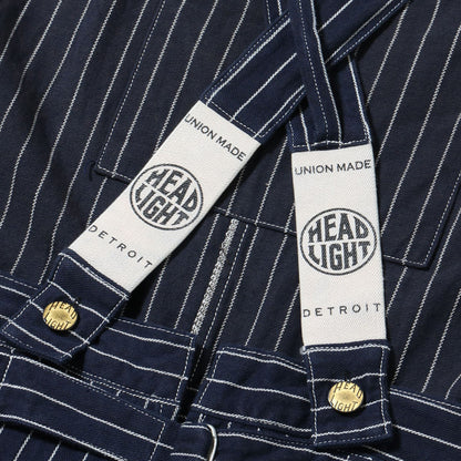 Lot No. HD42498 / HEADLIGHT 8oz. SPECIAL WOVEN STRIPE DENIM LOW BACK OVERALLS