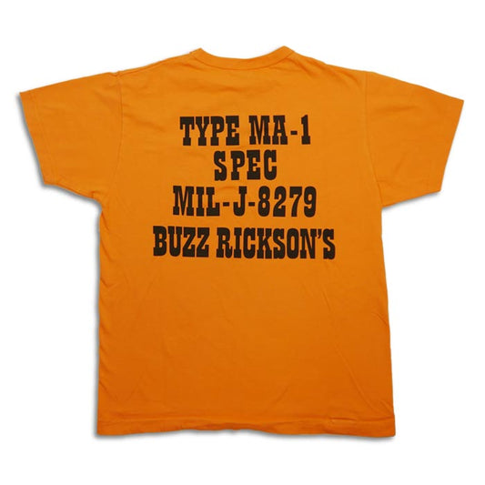 バズリクソンズ Lot No.BR79257 BUZZ×PEANUTS TEE "TYPE MA-1" チャーリー ブラウン オレンジ メンズ 半袖 Tシャツ バックプリント