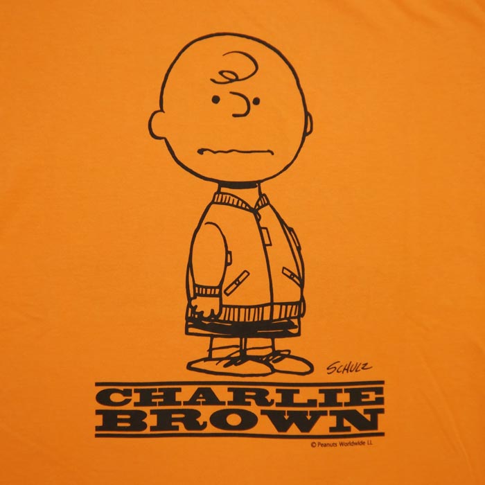 バズリクソンズ Lot No.BR79257 BUZZ×PEANUTS TEE "TYPE MA-1" チャーリー ブラウン オレンジ メンズ 半袖 Tシャツ バックプリント