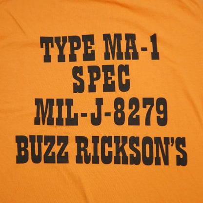 バズリクソンズ Lot No.BR79257 BUZZ×PEANUTS TEE "TYPE MA-1" チャーリー ブラウン オレンジ メンズ 半袖 Tシャツ バックプリント