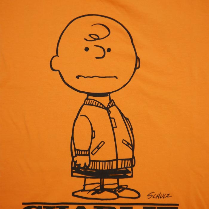 バズリクソンズ Lot No.BR79257 BUZZ×PEANUTS TEE "TYPE MA-1" チャーリー ブラウン オレンジ メンズ 半袖 Tシャツ バックプリント