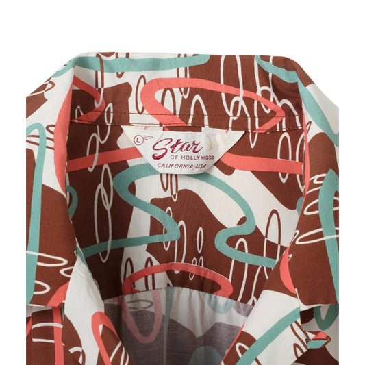 HIGH DENSITY RAYON OPEN SHIRT “UNDERWATER” 138 ブラウン