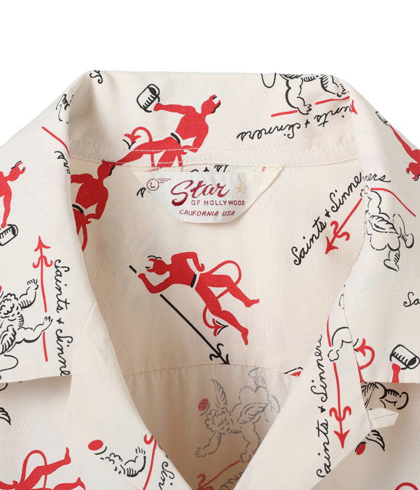 スターオブハリウッド Lot No. SH38391 HIGH DENSITY RAYON OPEN SHIRT “SAINTS & SINNERS” オフホワイト