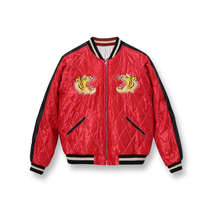 テーラー東洋 Lot No. TT14893-190 Early 1950s Style Acetate Quilted Souvenir Jacket “EAGLE & DRAGON” × “ROARING TIGER”