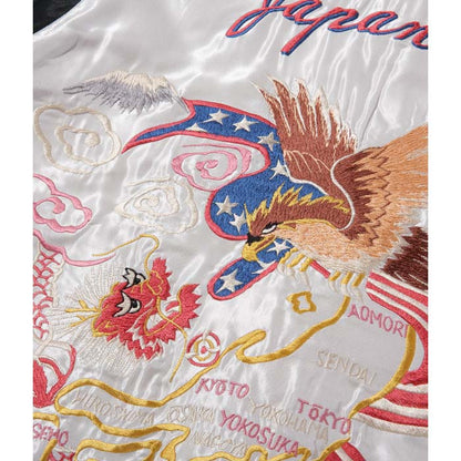 テーラー東洋 Lot No. TT14893-190 Early 1950s Style Acetate Quilted Souvenir Jacket “EAGLE & DRAGON” × “ROARING TIGER”