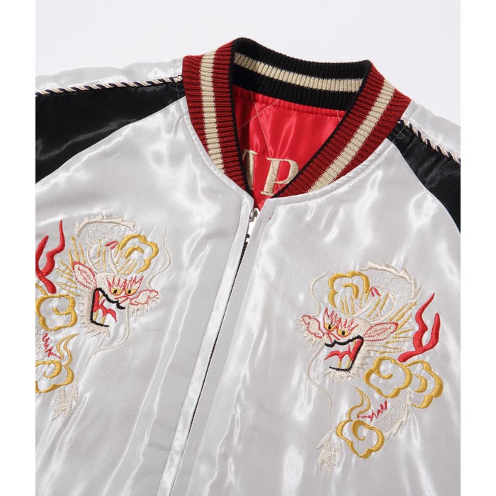 テーラー東洋 Lot No. TT14893-190 Early 1950s Style Acetate Quilted Souvenir Jacket “EAGLE & DRAGON” × “ROARING TIGER”