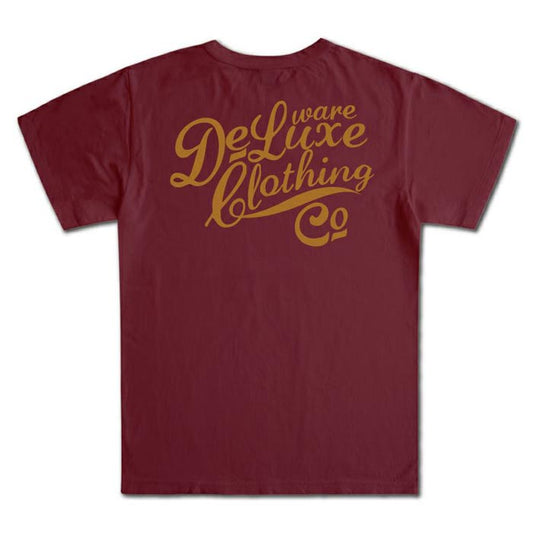 24SS デラックスウエア BRGM-00B10 デラックスウエアロゴデザイン BURGUNDY メンズ 半袖 プリント Tシャツ カットソー バックプリント
