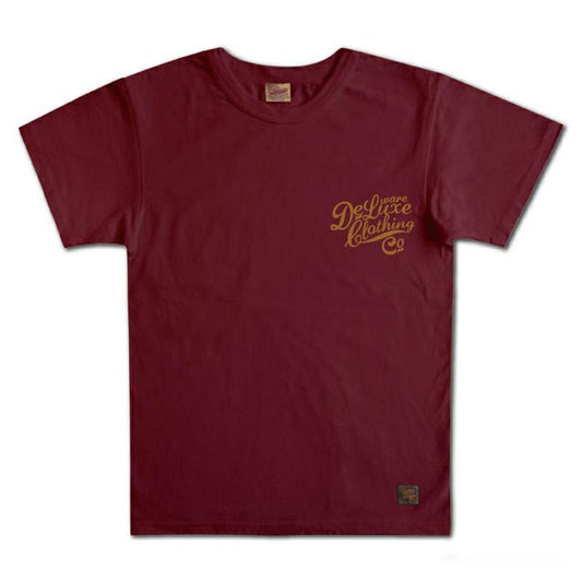 24SS デラックスウエア BRGM-00B10 デラックスウエアロゴデザイン BURGUNDY メンズ 半袖 プリント Tシャツ カットソー バックプリント