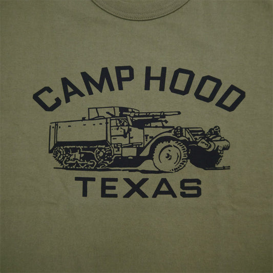 ザ リアルマッコイズ MC23005 MILITARY TEE / CAMP HOOD バインダーネック メンズ 半袖 プリント Tシャツ オリーブ