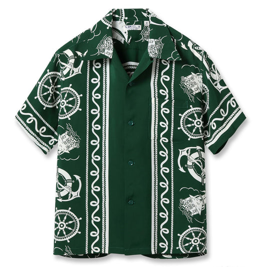 サンサーフ Lot No. SS39230 RAYON HAWAIIAN SHIRT “ALL ABOARD” グリーン メンズ レーヨン アロハシャツ