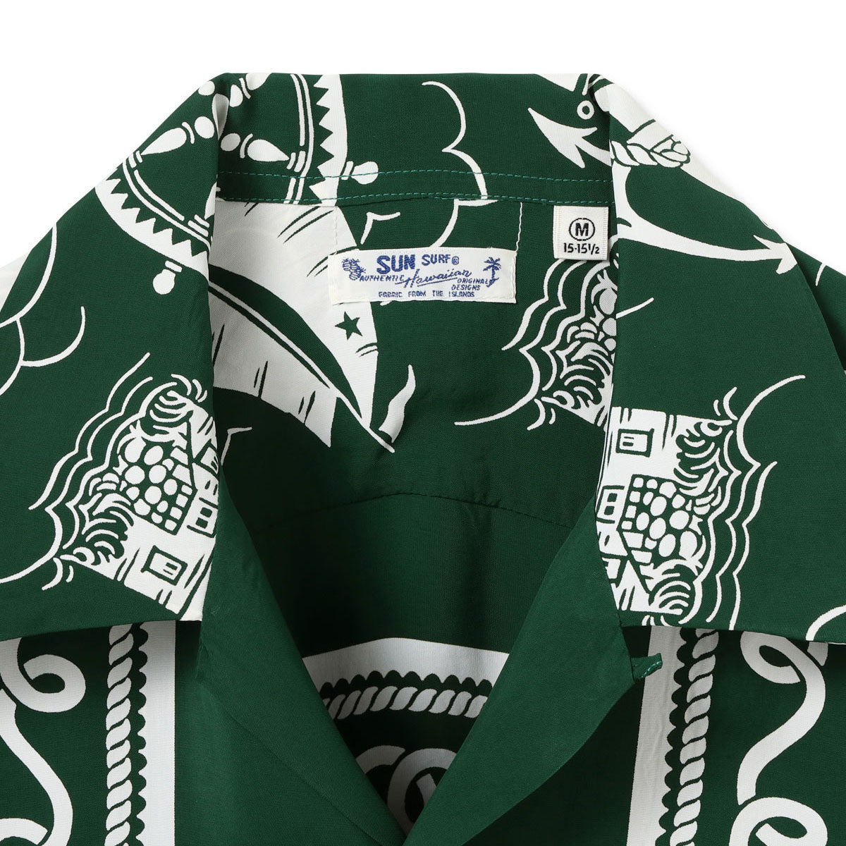サンサーフ Lot No. SS39230 RAYON HAWAIIAN SHIRT “ALL ABOARD” グリーン メンズ レーヨン アロハシャツ