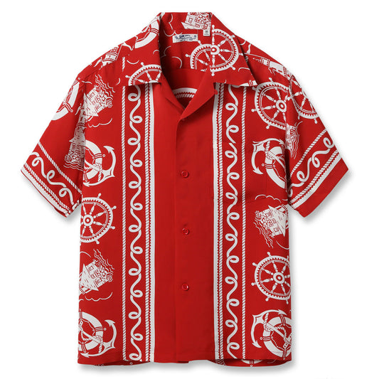 サンサーフ Lot No. SS39230 RAYON HAWAIIAN SHIRT “ALL ABOARD” レッド メンズ レーヨン アロハシャツ