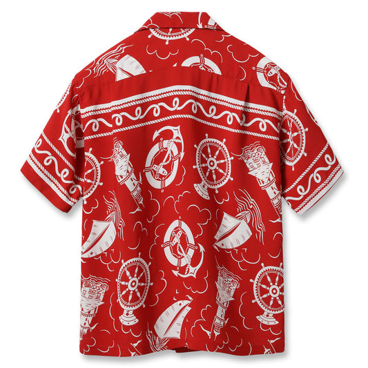 サンサーフ Lot No. SS39230 RAYON HAWAIIAN SHIRT “ALL ABOARD” レッド メンズ レーヨン アロハシャツ