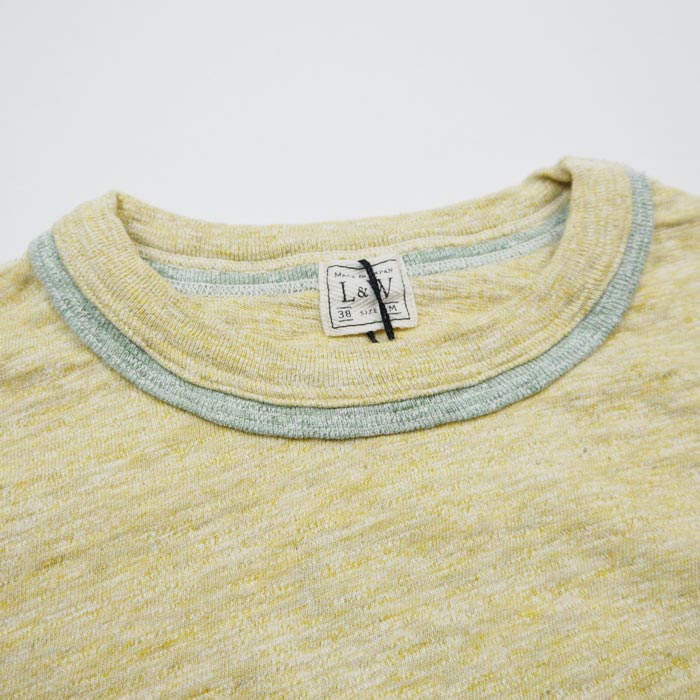 ループ＆ウエフト LRC1099 HEATHER SLUB COTTON DOUBLE BINDER CREWNECK O.MUSTARD メンズ Tシャツ カットソー