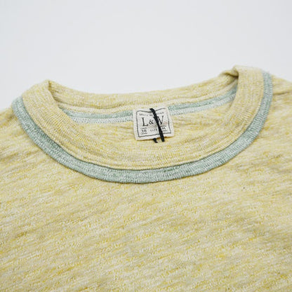 ループ＆ウエフト LRC1099 HEATHER SLUB COTTON DOUBLE BINDER CREWNECK O.MUSTARD メンズ Tシャツ カットソー
