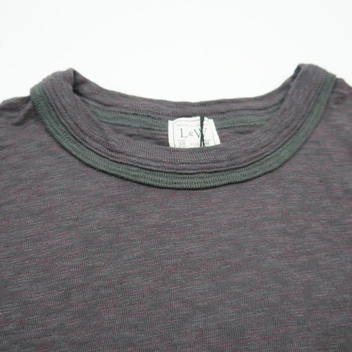 ループ＆ウエフト LRC1099 HEATHER SLUB COTTON DOUBLE BINDER CREWNECK O.MAROON BLACK メンズ Tシャツ カットソー